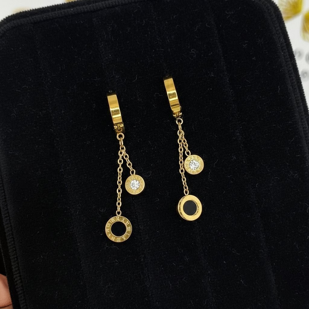 Ora Midnight Earrings, 18K Gold Plated