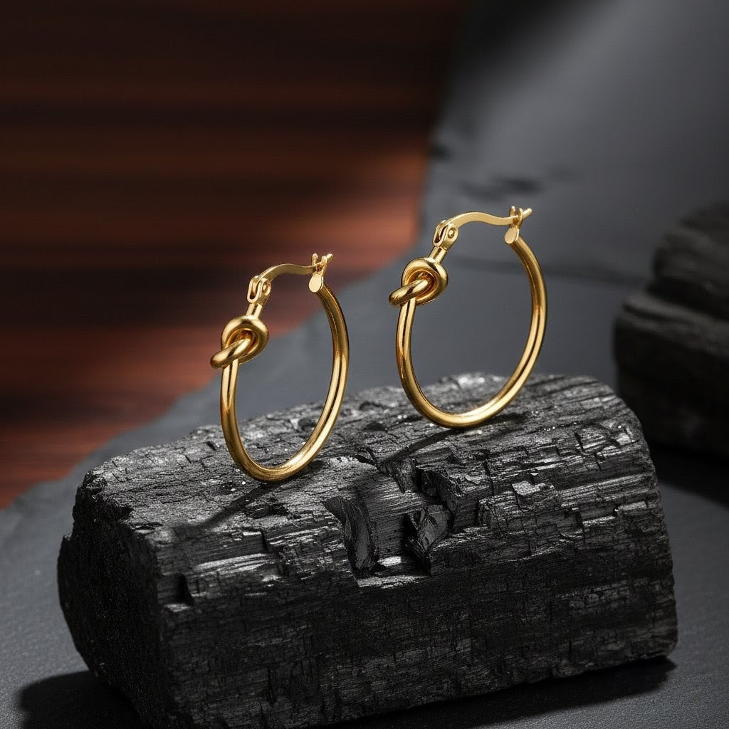 Ora Knot Hoop Earrings, 18K Gold Plated