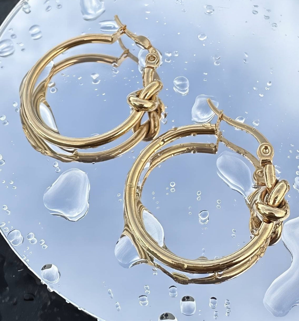 Ora Knot Hoop Earrings, 18K Gold Plated