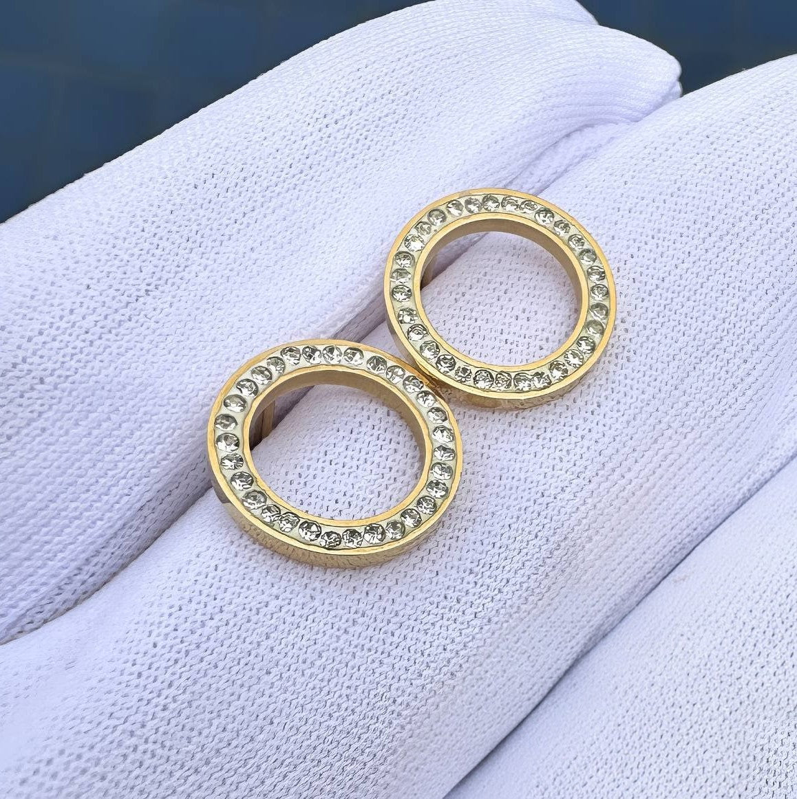 Ora Luna Circle Earrings, 18K Gold Plated Steel