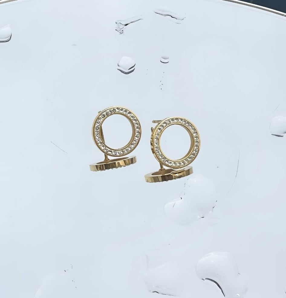 Ora Luna Circle Earrings, 18K Gold Plated