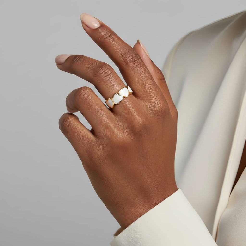 Ora Hearts Ring, 18K Gold Plated