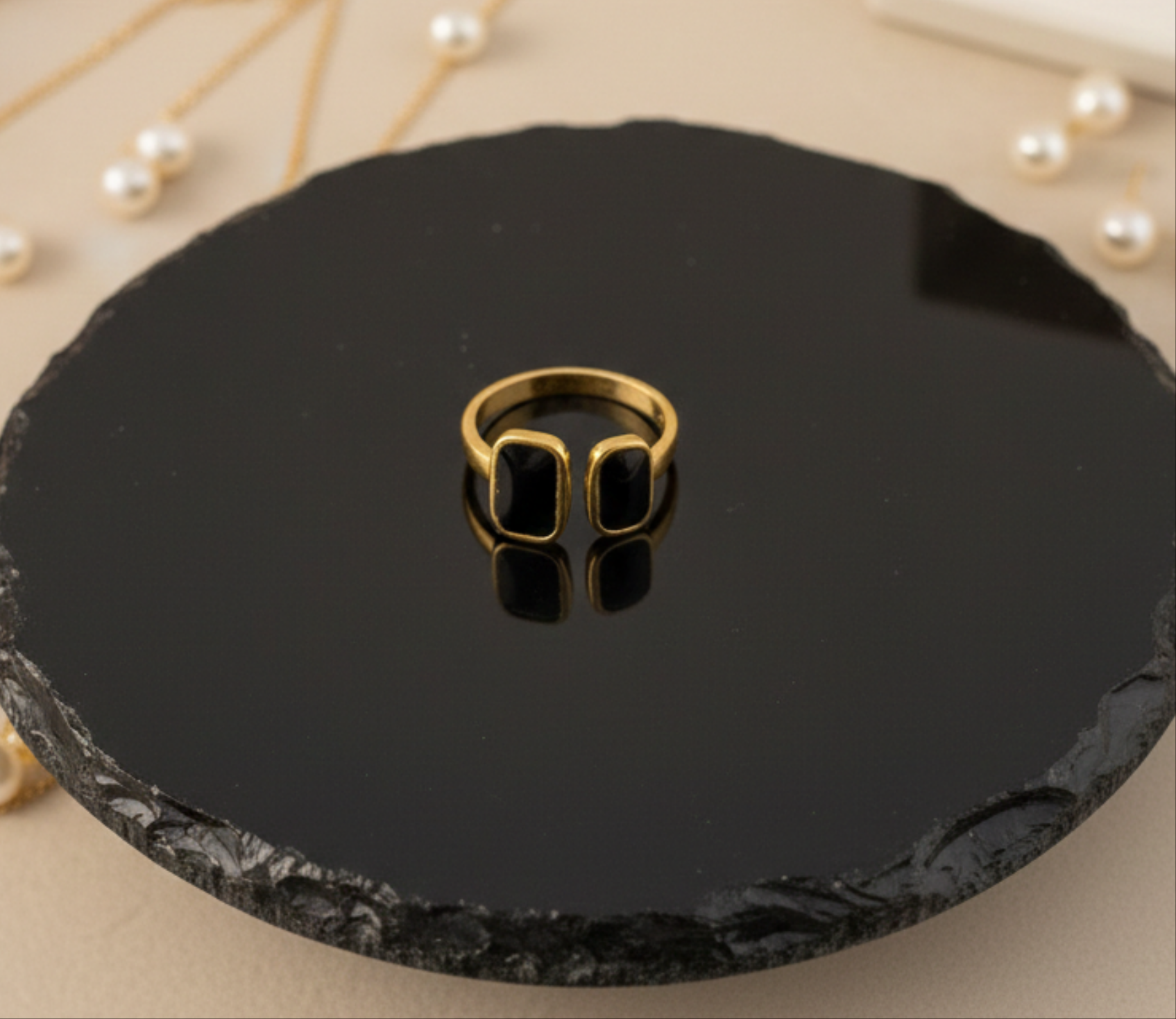 Ora Eclipse Ring, 18K Gold Plated Steel