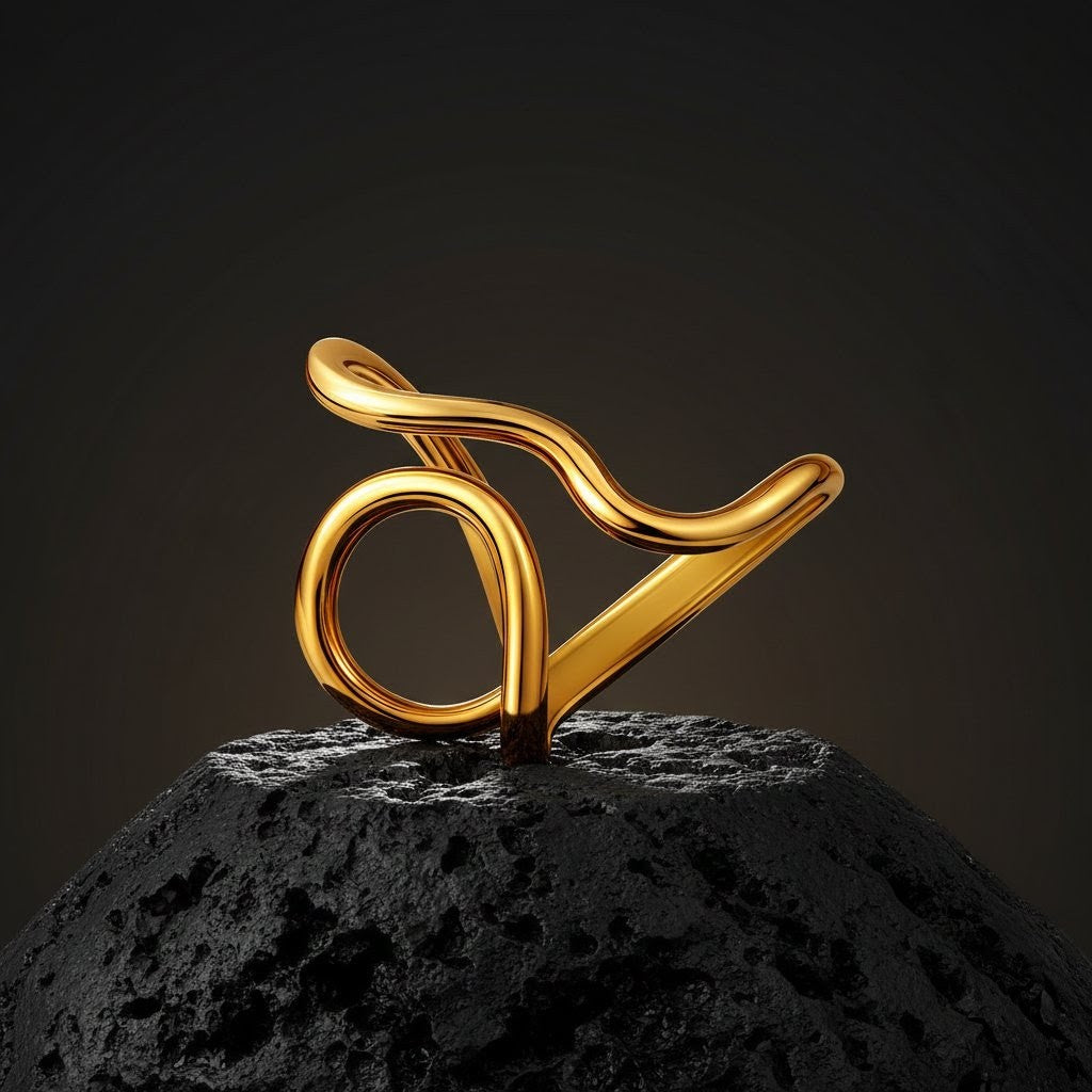 Ora Wave Ring, 18K Gold Plated
