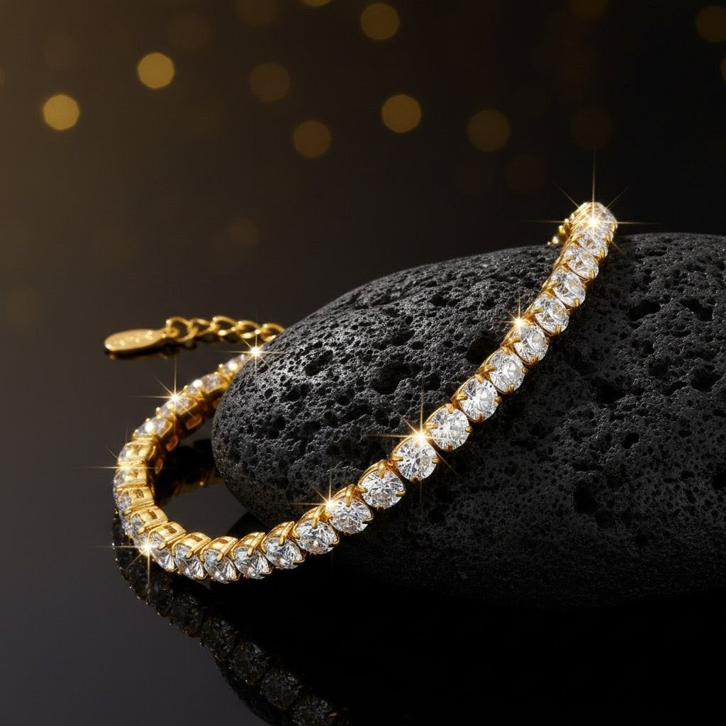 Ora Tennis Bracelet, 18K Gold Plated