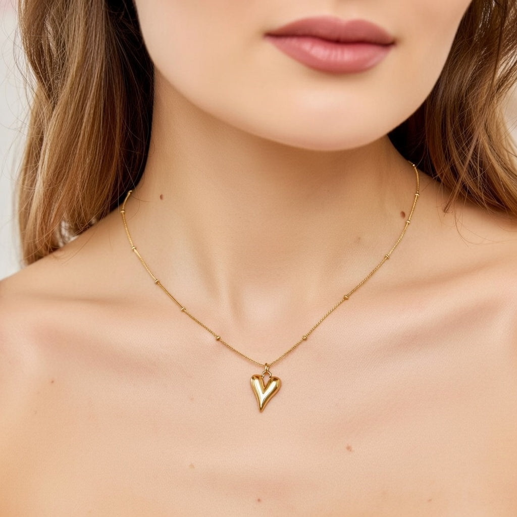 Ora Lumen Heart Necklace, 18K Gold Plated