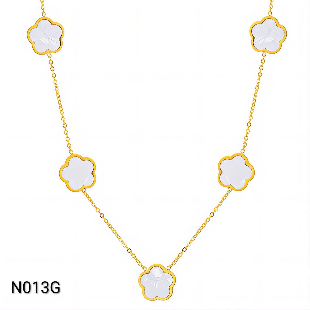 Ora Serenity Clover Necklace White, 18K Gold Plated