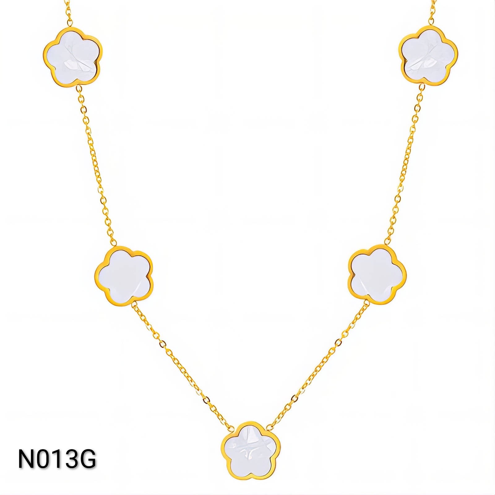 Ora Serenity Clover Necklace White, 18K Gold Plated