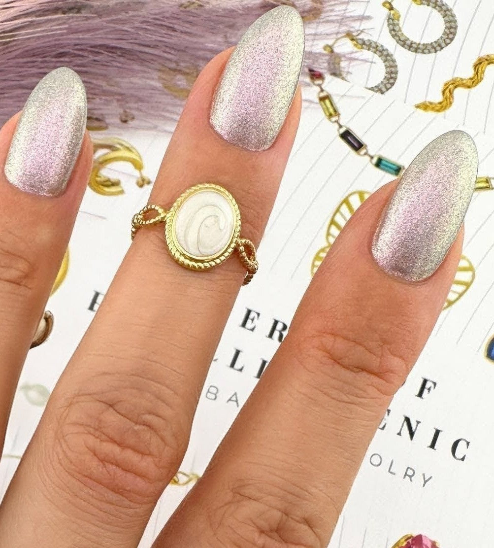 Ora Halo Vintage Ring, 18K Gold Plated