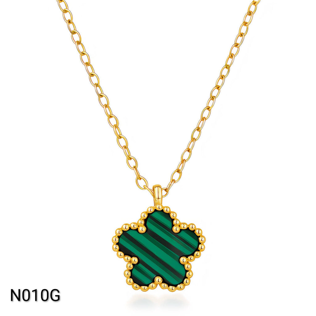 Ora The Clover Necklace Green, 18K Gold Plated