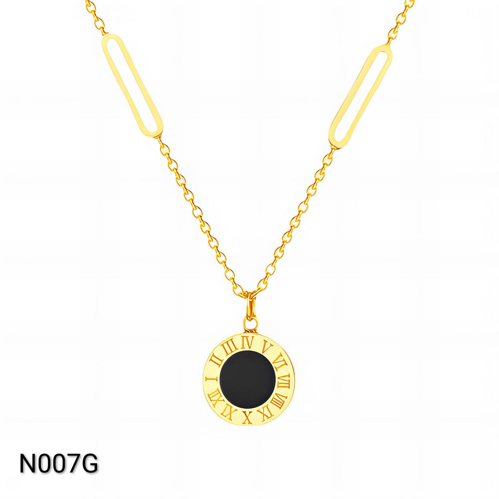 Ora Midnight Disc Necklace, 18K Gold Plated