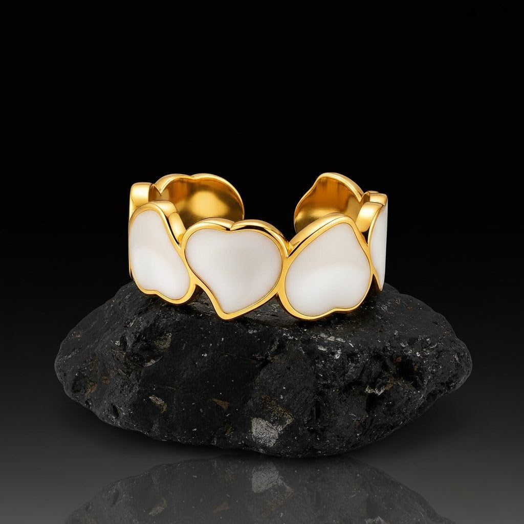 Ora Hearts Ring, 18K Gold Plated Steel