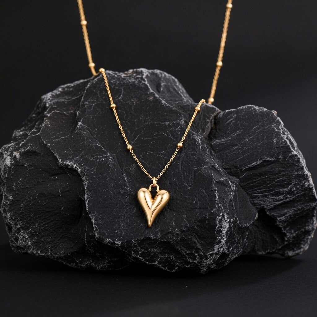 Ora Lumen Heart Necklace, 18K Gold Plated