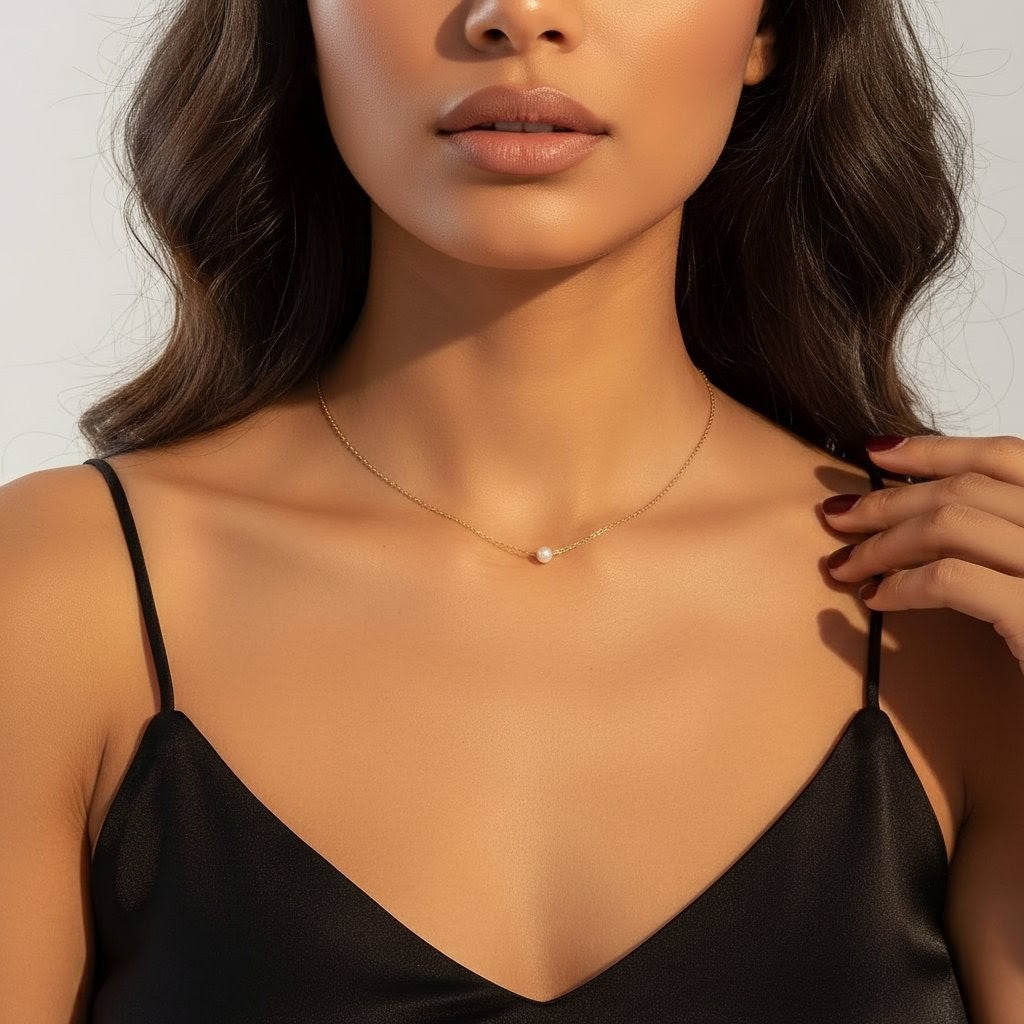 Ora Lumina Pearl Necklace, 18K Gold Plated